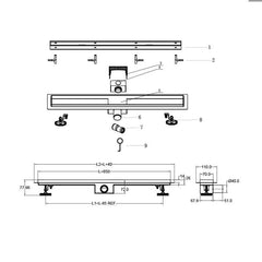 Rigola de Dus BZ8502GL-850mm Auriu din Otel Inoxidabil-Diplon