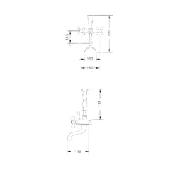 Baterie Retro pentru Cada, Diplon, ST03161-1, Material Alama, Cromat