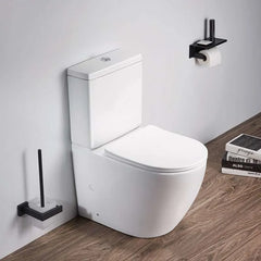 Set Vas WC Monobloc Rimless Ventura Leon, 38x61,8 cm, Rezervor 3/6L, Capac Soft-Close, Alb