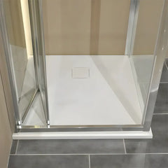 Cadita de Dus Iva 90x90cm, Compozit, Alba, Model Slim