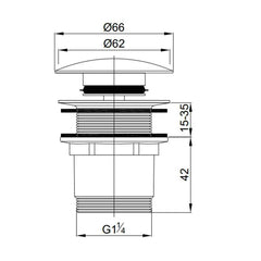 Ventil Lavoar 1/4 Diplon WB65B12-MB cu Capac Click-Clack, Finisaj Negru Mat-Diplon