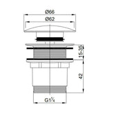 Ventil Pentru Lavoar Fara Preaplin, WB65B12GL, cu Capac Click-Clack, Finisaj Auriu