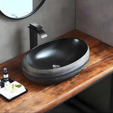 Lavoar Baie pe Blat WB6301GR 60x40cm, Material Portelan, Culoare Negru si Gri, Fara Preaplin-Diplon