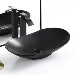 Lavoar pe blat WB6304 63.5x37cm,Material Portelan, Culoare Negru, Design Modern, Finisaj Mat-Diplon