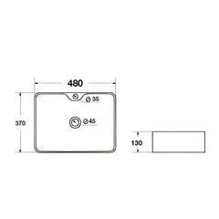 Lavoar Pe Blat WB6415, Material Portelan, Culoare Alb-Diplon