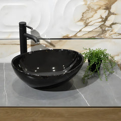 Chiuveta Baie, Lavoar din Portelan WB7211MB, Dimensiune 39cm X 32.5cm, Culoare Negru Mat-Diplon