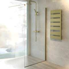 Paravan Dus Walk-In Una 100x195cm, Sticla Securizata 8mm, Profil Aluminiu Auriu