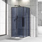 Cabina De Dus Oto 90x90cm, Sticla Securizata Gri 6mm, Profil Aluminiu Negru, Usi Culisante