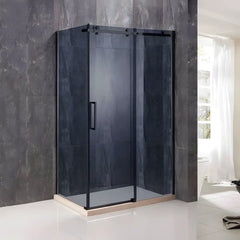 Cabina de dus BR6610CG, Dimensiune 80x100cm, Sticla Securizata Gri 8mm, Profil Negru, Usa culisanta