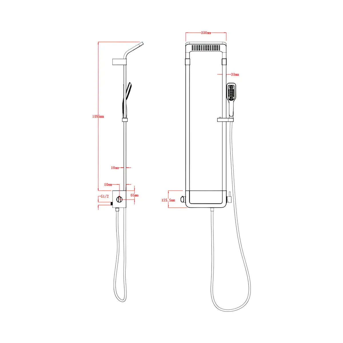 Coloana de dus BGQ0703BL, Metal, 2 Functii, Culoare Negru