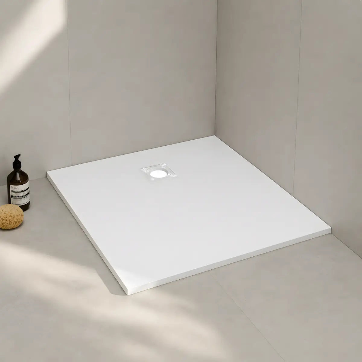 Cadita de Dus Iva 90x90cm, Compozit, Alba, Model Slim