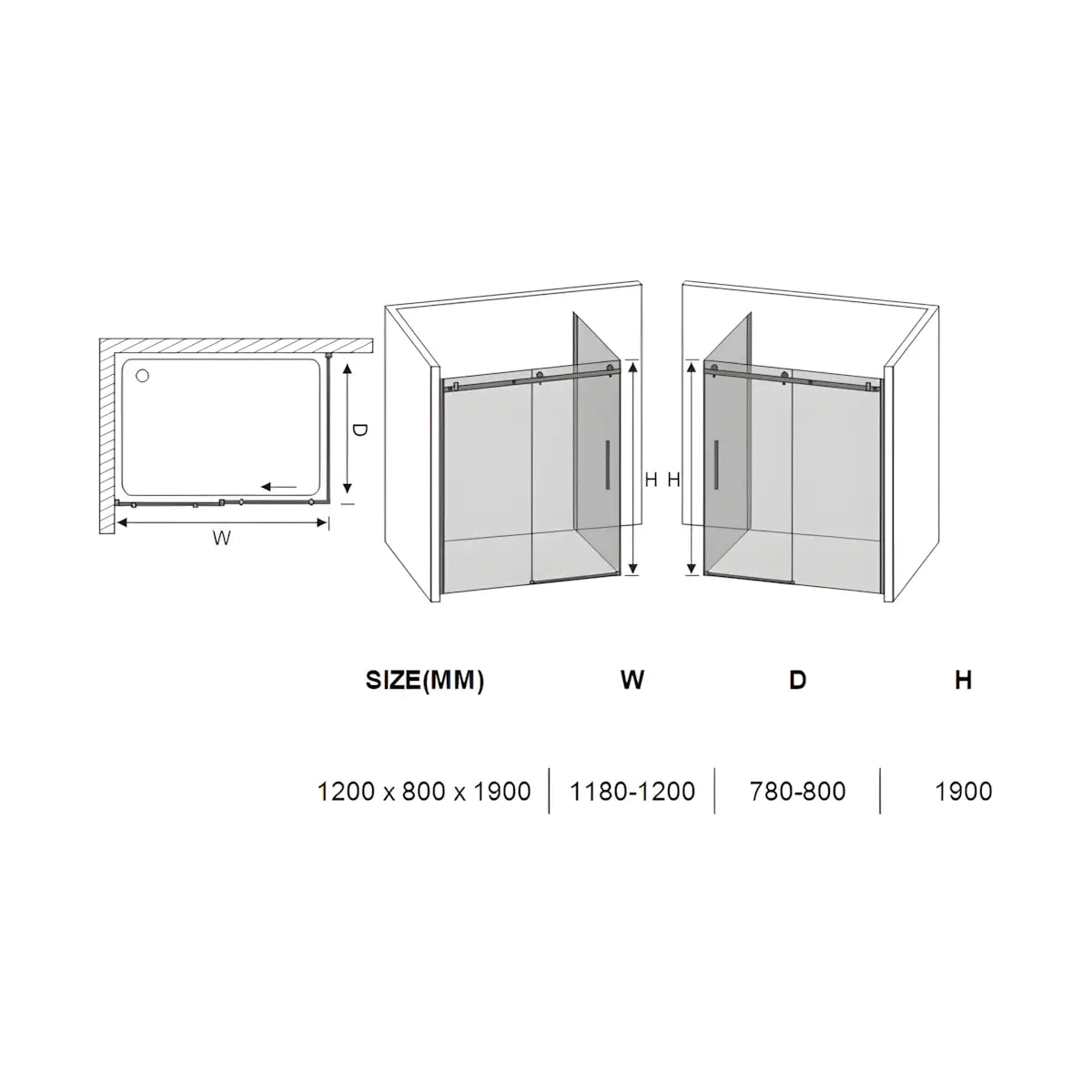 Cabina de dus BR6610, Dimensiune 80X120cm, Sticla Securizata Transparenta 8mm, Profil Inox Cromat, Usa Culisanta