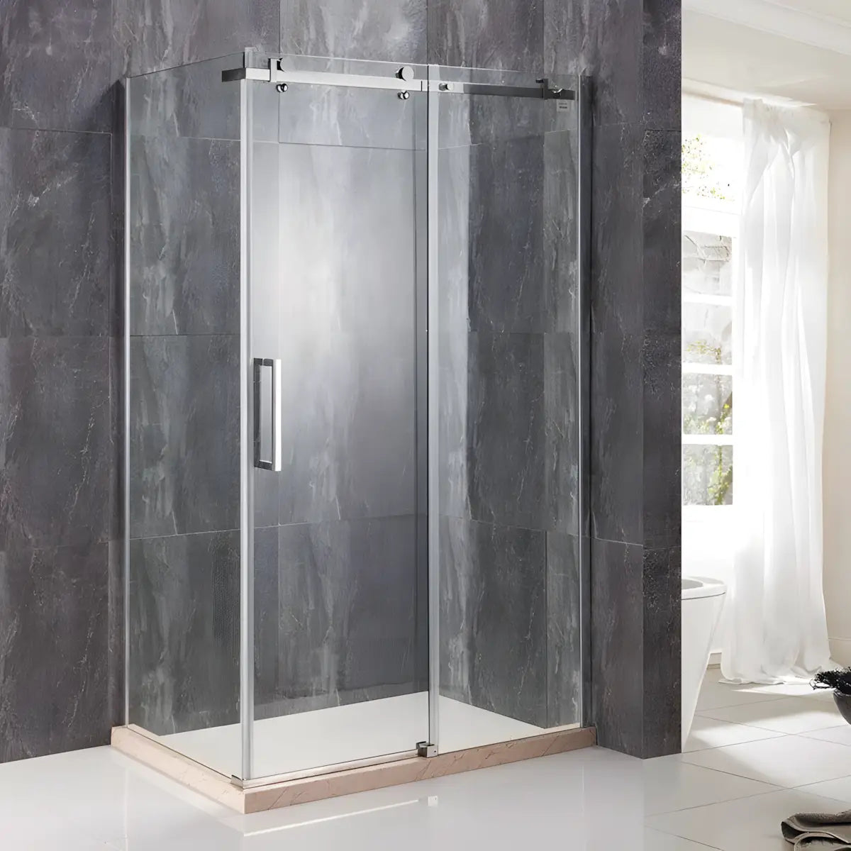 Cabina de dus BR6610, Dimensiune 80X120cm, Sticla Securizata Transparenta 8mm, Profil Inox Cromat, Usa Culisanta