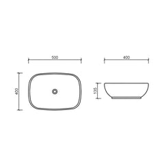 Lavoar pe Blat, Chiuveta Baie Diplon WB6407, Material Portelan, Culoare Alb, Dimensiuni 50cm X 40cm
