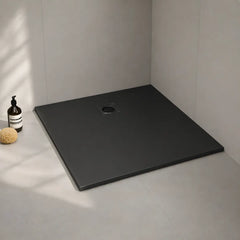 Cadita de Dus Iva 90x90cm, Compozit, Neagra, Model Slim