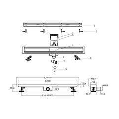 Rigola de Dus BZ8502GL-550mm Auriu din Otel Inoxidabil