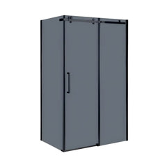 Cabina de dus BR6610CG, Dimensiune 80x100cm, Sticla Securizata Gri 8mm, Profil Negru, Usa culisanta