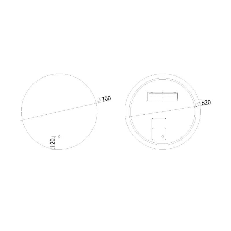 Oglinda Baie Gri J1583 cu Lumina LED si Functie Dezaburire, Dimensiune R70cm