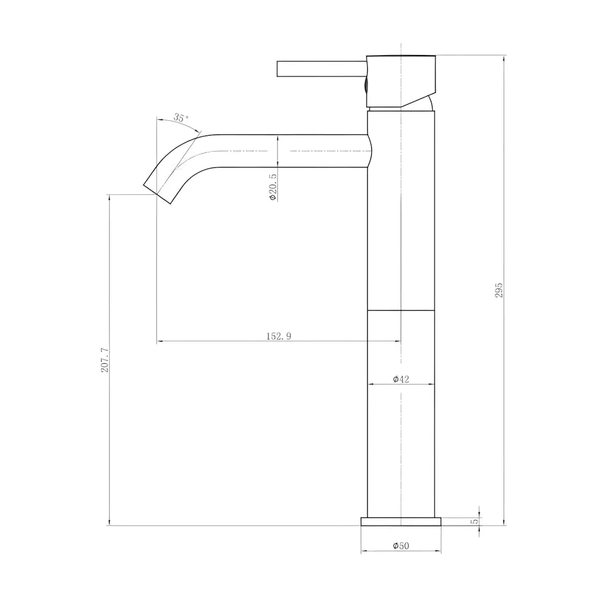 Baterie inalta pentru lavoar ST2512-1BL, Material Alama, Finisaj Cromat, Cartus ceramic, Negru