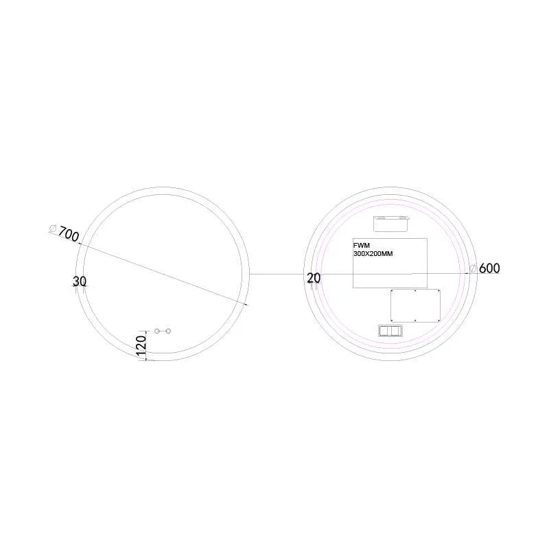 Oglinda baie J1579 cu iluminare LED si Functie Dezaburire, Dimensiune R70cm