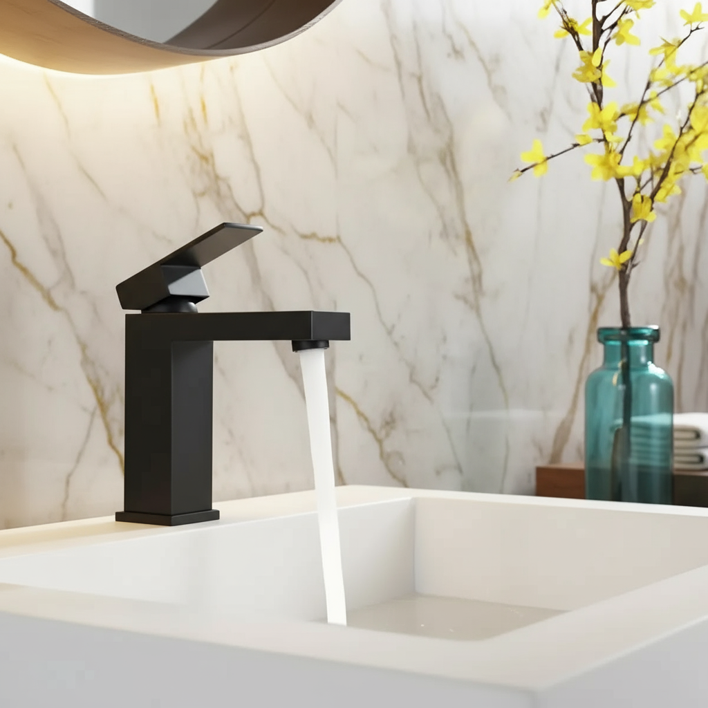 Baterie lavoar ST2532BL, Monocomanda, Cartus Ceramic, Negru Mat