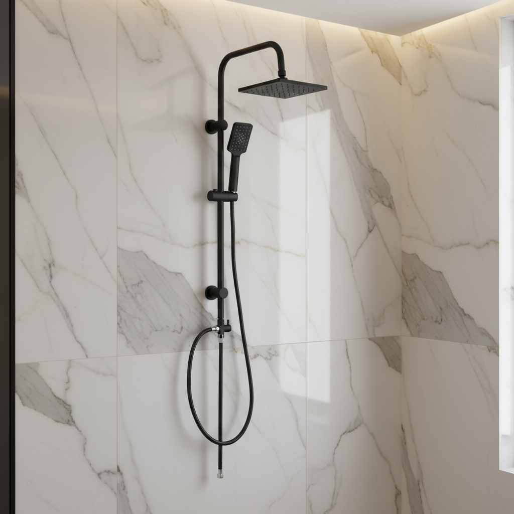 Coloana de dus cu para fixa si mobila Diplon BGQ1614BL, Alama, 1m, Comutator, Negru