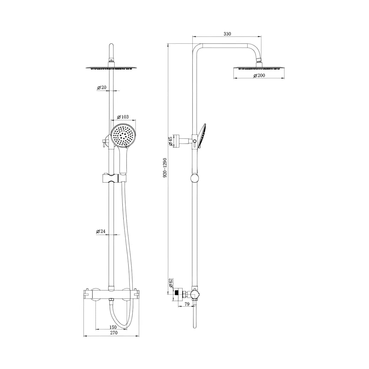 Set coloana de dus cu baterie de dus termostatica BGQ6101