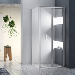 Cabina de dus BR5761CA-80, Dimensiune 80X80cm, Sticla Securizata Transparenta, Usa Culisanta