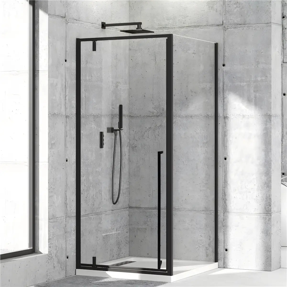 Cabina de dus BR6614CA 90X90cm, Patrata, Sticla Securizata 6mm, Profil Aluminiu Negru