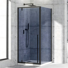 Cabina de dus BR6614CG 90X90cm, Patrata, Sticla Securizata Gri 6mm, Profil Aluminiu Negru