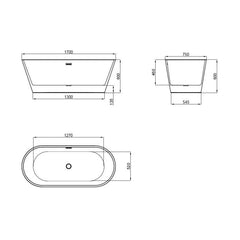 Cada freestanding, ovala, acril BT2802-170cm-Diplon