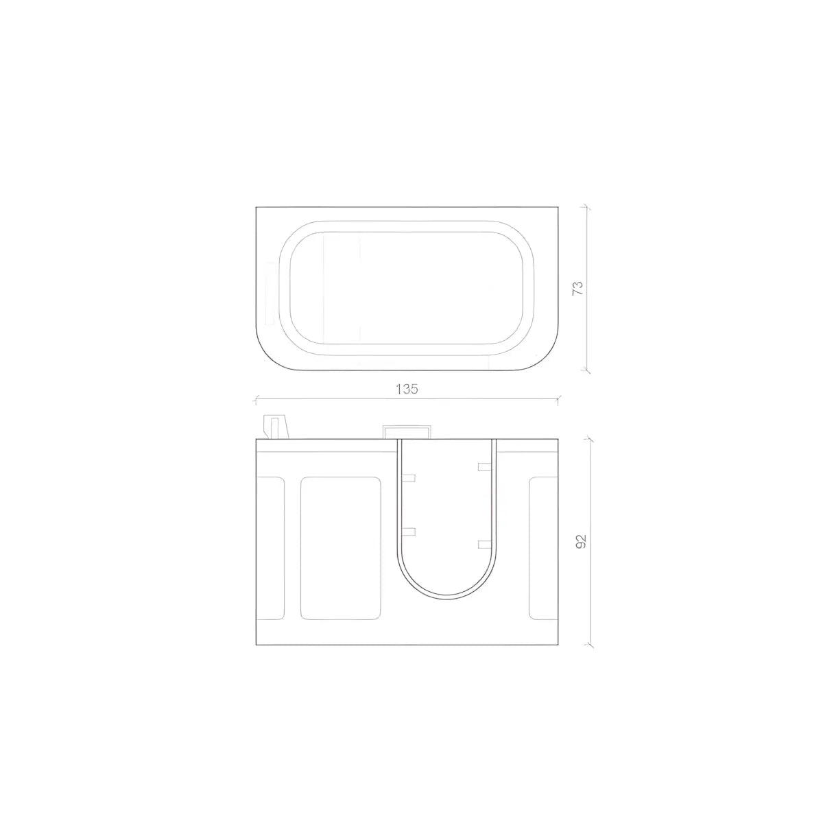 Cada Pentru Varstnici si Persoane cu Dizabilitati Diana 135x73x94cm, Acril, Usa De Acces