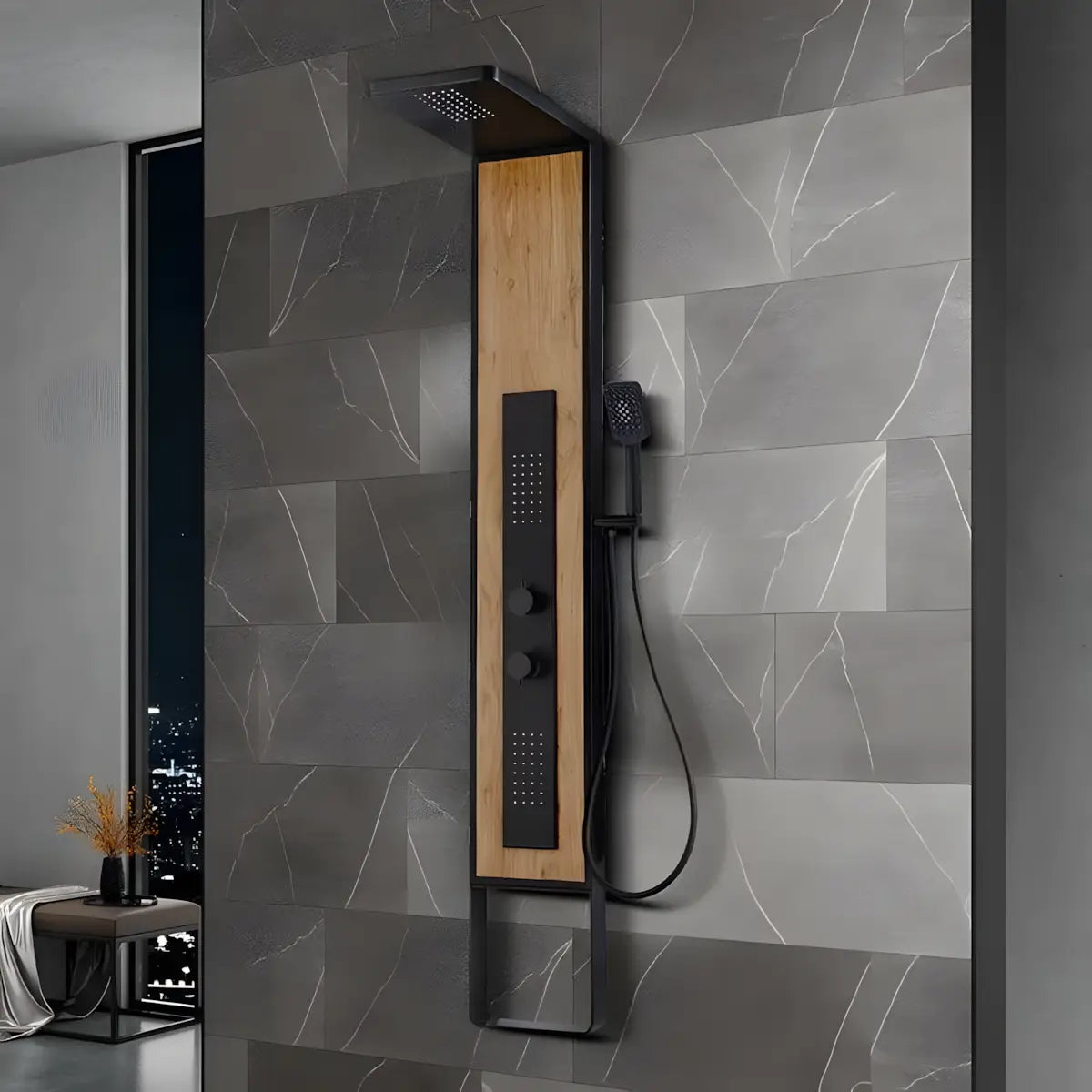 Coloana de Dus cu Hidromasaj, BW4901WD, Imitație Lemn, Outlet