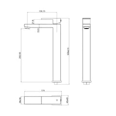 Baterie inalta pentru lavoar ST2532-1BL, Monocomanda, Material Alama, Finisaj Negru Mat, Cartus Ceramic-Diplon