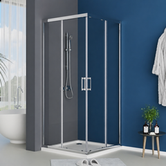 Cabina De Dus Bob 90x90cm, Sticla Securizata 6mm, Profil Aluminiu, Usi Culisante Inchidere Magnetica