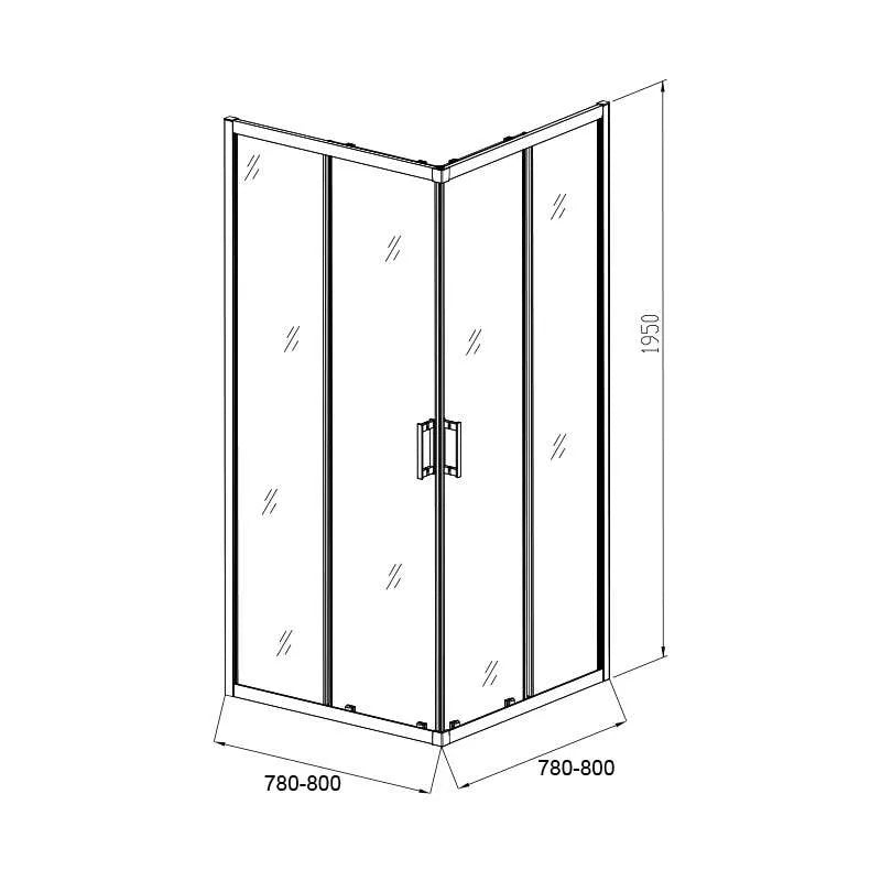 Cabina De Dus Bob 80x80cm, Sticla Securizata 6mm, Profil Aluminiu, Usi Culisante Inchidere Magnetica