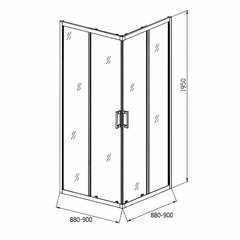 Cabina De Dus Bob 90x90cm, Sticla Securizata 6mm, Profil Aluminiu, Usi Culisante Inchidere Magnetica