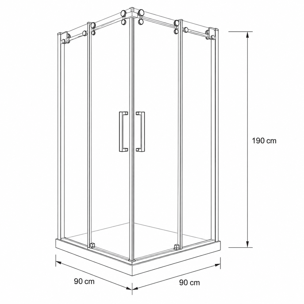 Cabina De Dus Gal 90x90cm, Sticla Securizata 8mm, Profil Aluminiu Cromat, Usi Culisante