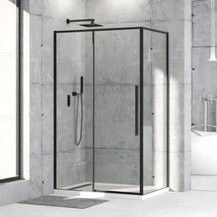 Cabina De Dus Oto 80*120cm Outlet, Sticla Securizata 6mm, Profil Aluminiu Negru, Usa Culisanta-Diplon