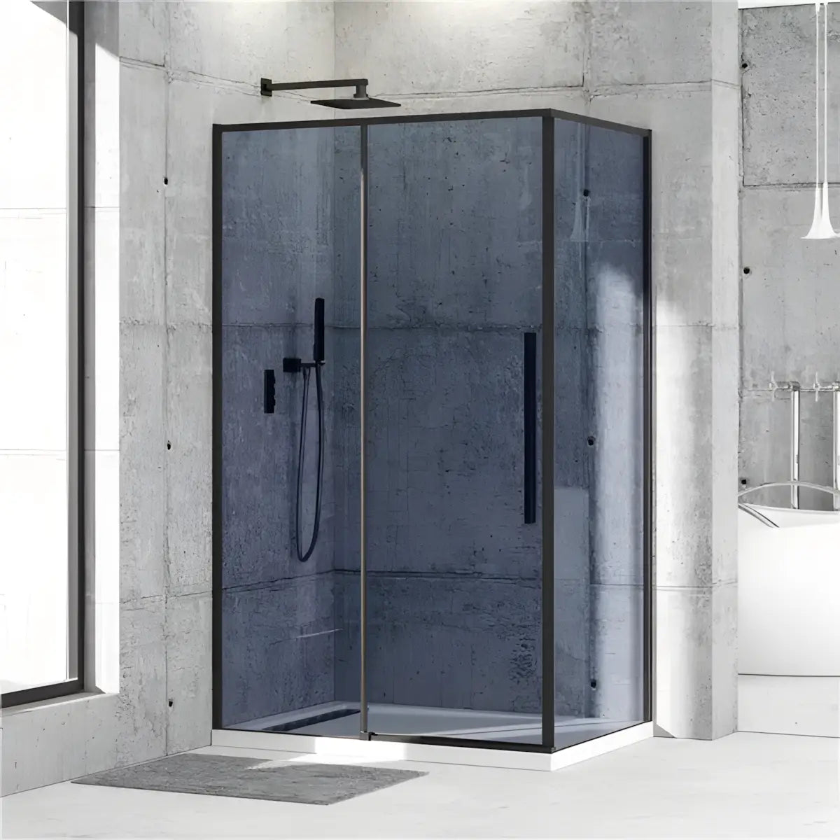 Cabina De Dus Oto 80x120cm, Sticla Securizata Gri 6mm, Profil Aluminiu Negru, Usa Culisanta