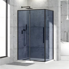 Cabina De Dus Oto 80x120cm, Sticla Securizata Gri 6mm, Profil Aluminiu Negru, Usa Culisanta