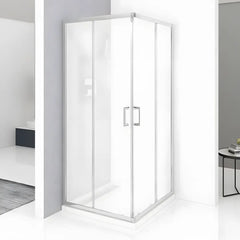 Cabina De Dus Pan 80x80cm, Sticla Securizata Mata, Profil Aluminiu Cromat, Usi Culisante-Diplon