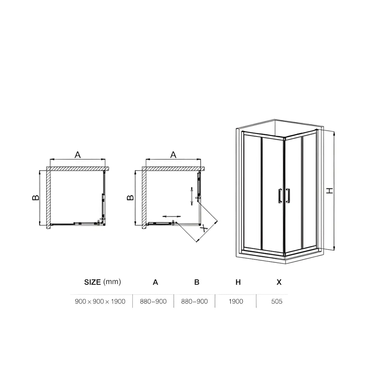Cabina De Dus Pan 90x90cm, Sticla Securizata Gri, Profil Aluminiu Cromat, Usi Culisante-Diplon