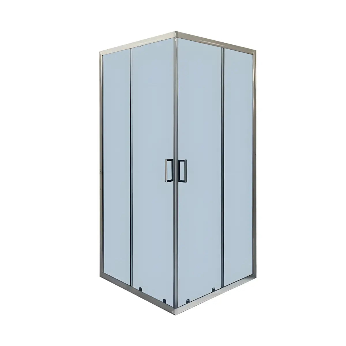 Cabina De Dus Pan 90x90cm, Sticla Securizata Gri, Profil Aluminiu Cromat, Usi Culisante-Diplon