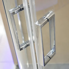 Cabina De Dus Semirotunda Pan R80cm Outlet, Sticla Securizata, Profil Aluminiu Cromat, Usi Culisante-Diplon