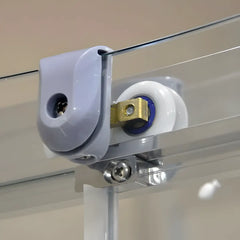 Cabina De Dus Semirotunda Pan R80cm Outlet, Sticla Securizata, Profil Aluminiu Cromat, Usi Culisante-Diplon