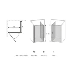 Cabina de Dus BR6601-90*90cm, Sticla Securizata Transparenta 8mm, Profil Aluminiu Cromat-Diplon