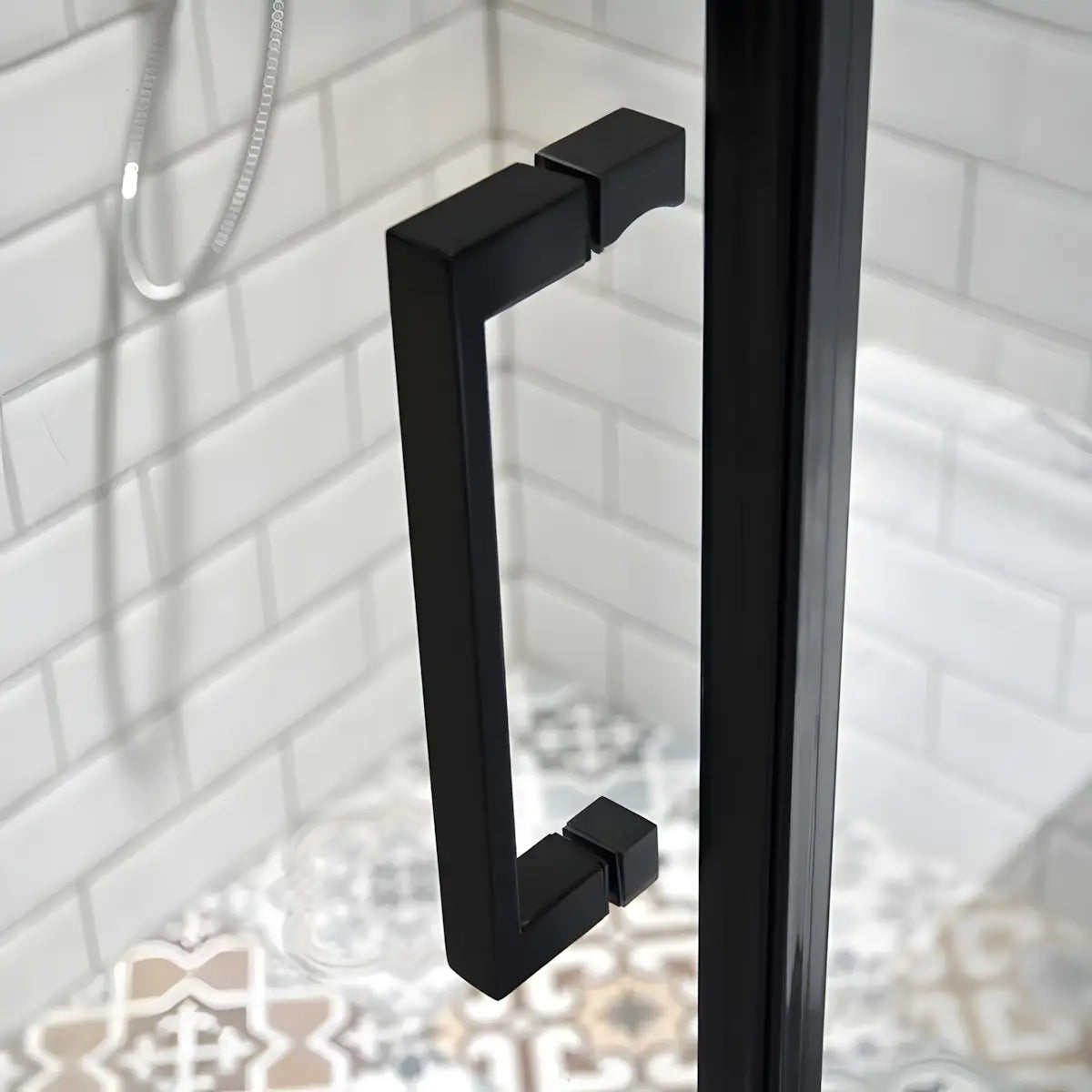 Cabina de dus BR6611 90X90cm Outlet, Sticla Securizata 8mm, Profil Aluminiu Negru-Diplon