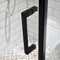 Cabina de dus BR6611 90X90cm Outlet, Sticla Securizata 8mm, Profil Aluminiu Negru-Diplon