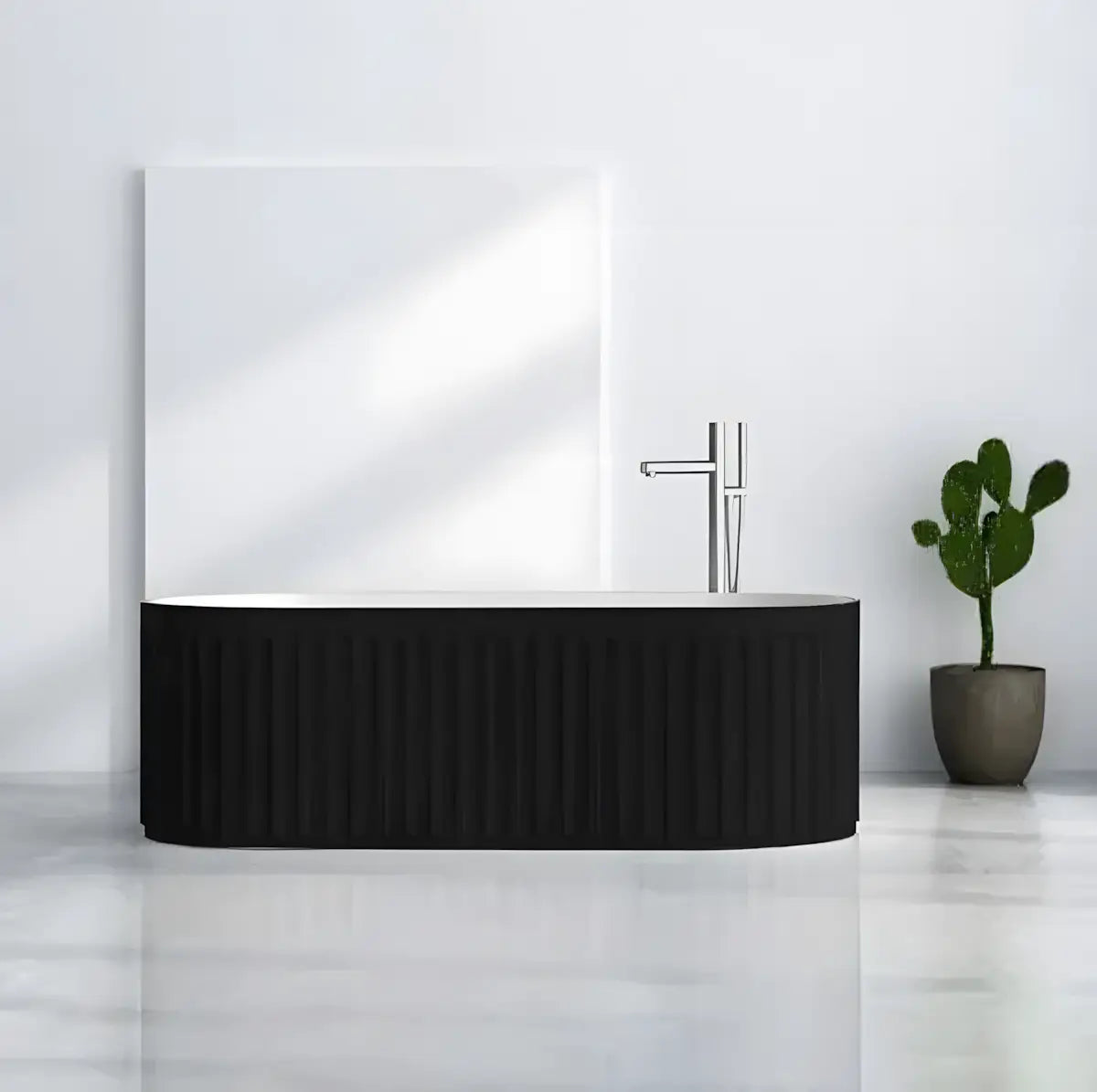 Cada Freestanding Helena 170×75cm, Compozit Piatra Artificiala, Finisaj Negru Mat-Diplon